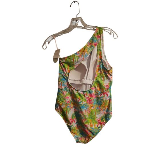 Sweet Honey one piece one shoulder Madelynn palm tree print swimsuit large new - Picture 3 of 5